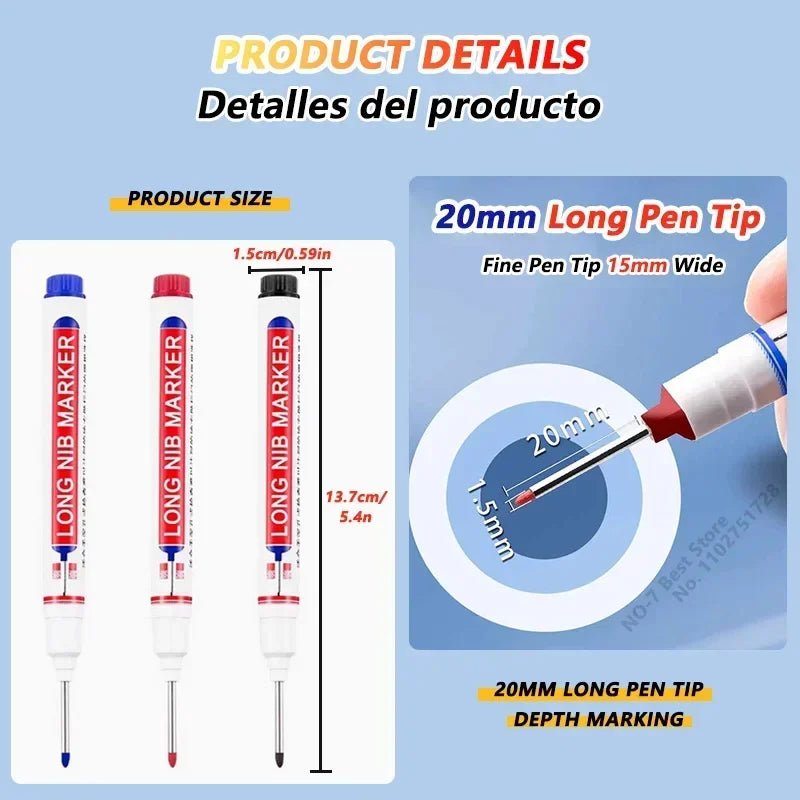 1-40PCS 20mm Deep Hole Long Nib Head Markers For Metal Perforating Pen Waterproof Bathroom Woodworking Decoration Multi-Purpose - Cozy & Co. Market