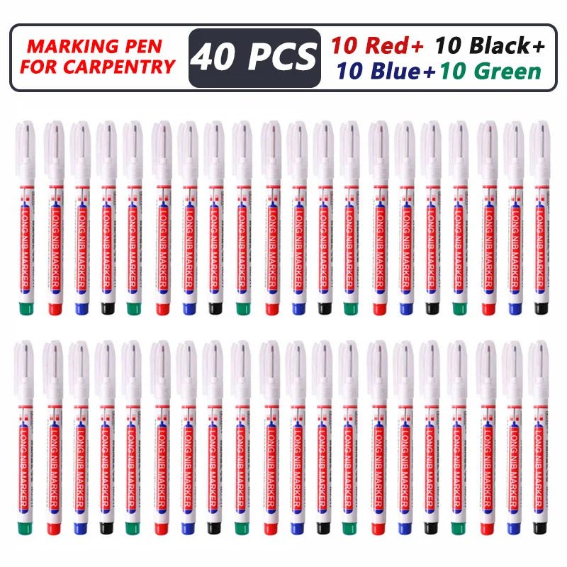 1-40PCS 20mm Deep Hole Long Nib Head Markers For Metal Perforating Pen Waterproof Bathroom Woodworking Decoration Multi-Purpose - Cozy & Co. Market