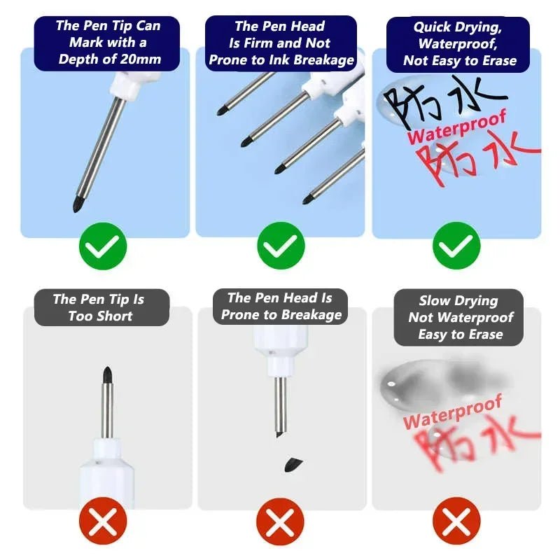 1-40PCS 20mm Deep Hole Long Nib Head Markers For Metal Perforating Pen Waterproof Bathroom Woodworking Decoration Multi-Purpose - Cozy & Co. Market