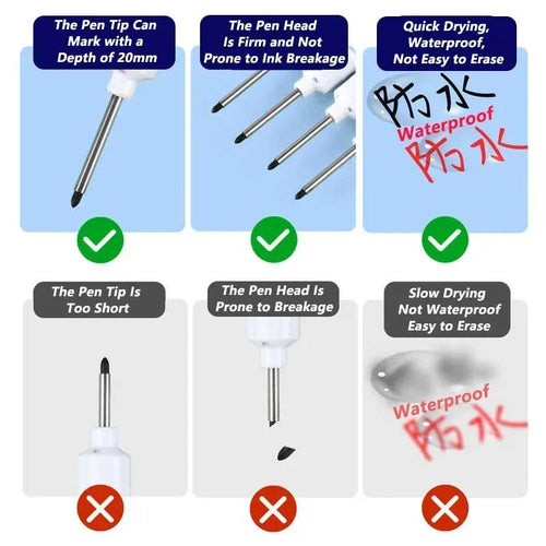 1-40PCS 20mm Deep Hole Long Nib Head Markers For Metal Perforating Pen Waterproof Bathroom Woodworking Decoration Multi-Purpose - Cozy & Co. Market