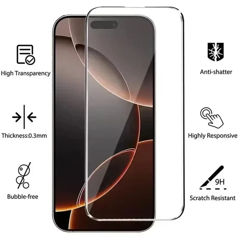 1-4Pcs Protective Glass For iPhone 17 16 15 14 13 12 11 Pro XR X XS Max Screen Protectors For iPhone 7 8 6 Plus 12 13 Mini Glass - Cozy & Co. Market