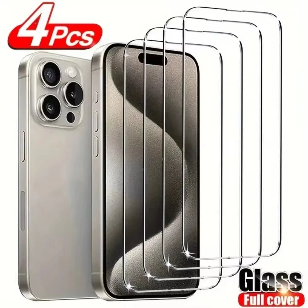 1-4Pcs Protective Glass For iPhone 17 16 15 14 13 12 11 Pro XR X XS Max Screen Protectors For iPhone 7 8 6 Plus 12 13 Mini Glass - Cozy & Co. Market