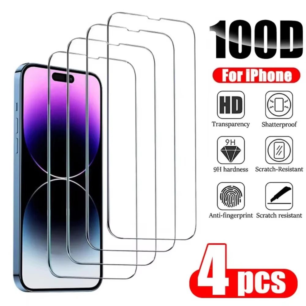 1-4Pcs Protective Glass For iPhone 17 16 15 14 13 12 11 Pro XR X XS Max Screen Protectors For iPhone 7 8 6 Plus 12 13 Mini Glass - Cozy & Co. Market