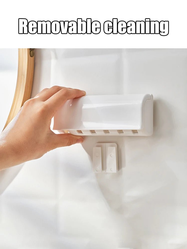 1 For Household 6-Tooth Brush Hook, Wall-Mounted Plastic Toothbrush Holder, Suitable For Bathroom, Rv, Cabinet Storage, White - Cozy & Co. Market