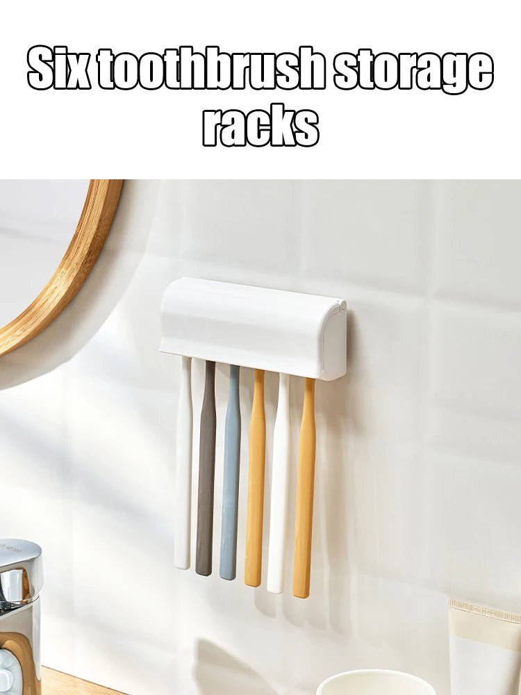 1 For Household 6-Tooth Brush Hook, Wall-Mounted Plastic Toothbrush Holder, Suitable For Bathroom, Rv, Cabinet Storage, White - Cozy & Co. Market
