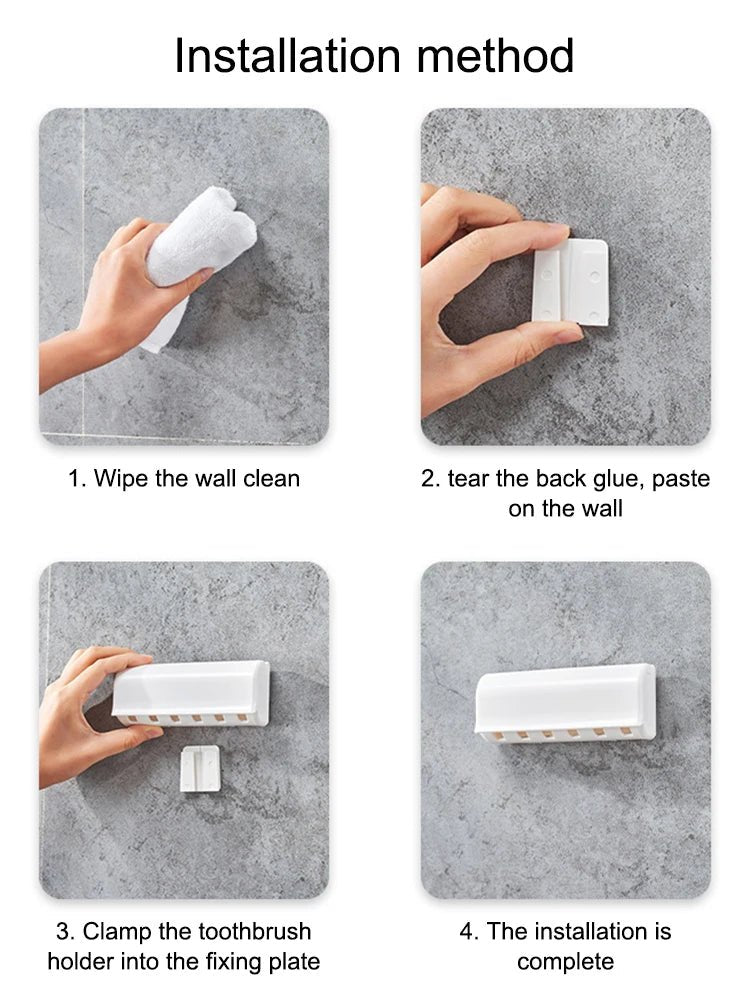 1 For Household 6-Tooth Brush Hook, Wall-Mounted Plastic Toothbrush Holder, Suitable For Bathroom, Rv, Cabinet Storage, White - Cozy & Co. Market