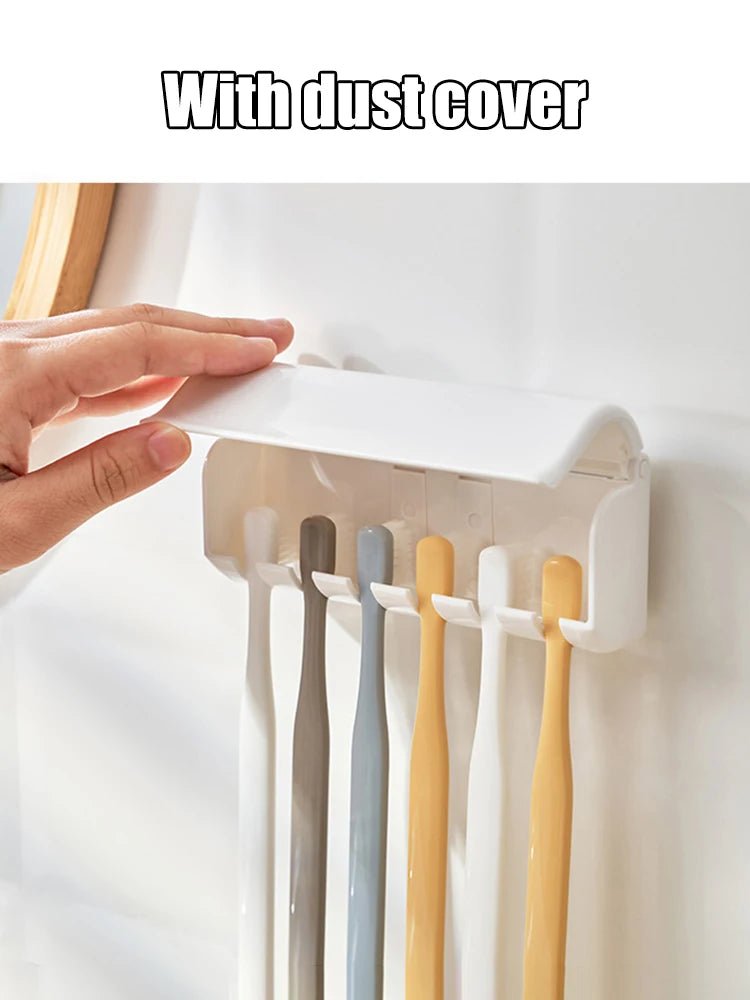 1 For Household 6-Tooth Brush Hook, Wall-Mounted Plastic Toothbrush Holder, Suitable For Bathroom, Rv, Cabinet Storage, White - Cozy & Co. Market