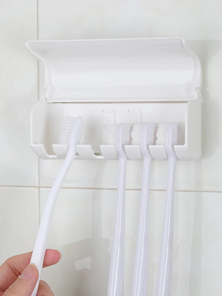 1 For Household 6-Tooth Brush Hook, Wall-Mounted Plastic Toothbrush Holder, Suitable For Bathroom, Rv, Cabinet Storage, White - Cozy & Co. Market