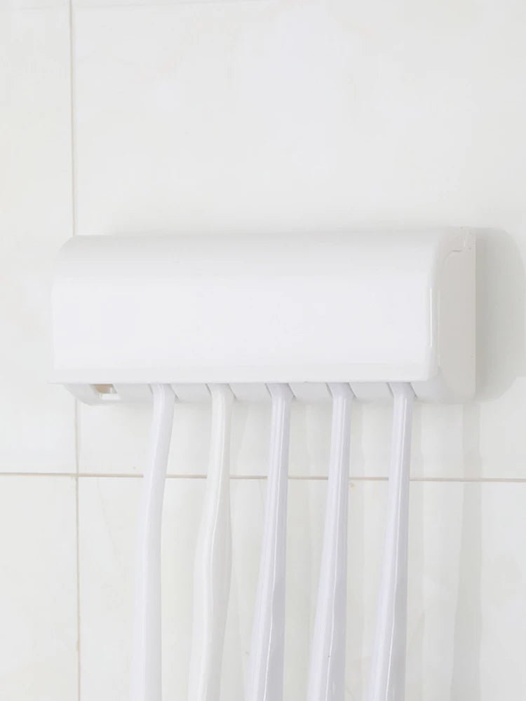 1 For Household 6-Tooth Brush Hook, Wall-Mounted Plastic Toothbrush Holder, Suitable For Bathroom, Rv, Cabinet Storage, White - Cozy & Co. Market