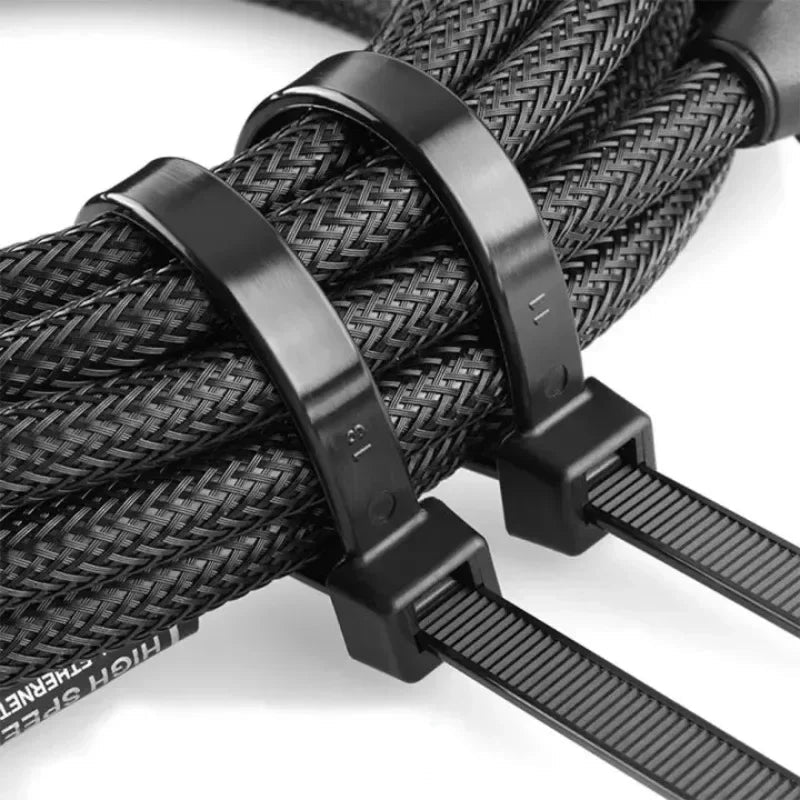 100 PCS Self-locking Plastic Nylon Tie Black Fastening Strap Cable-Tie-Set Cable Zip Tie Fastening Ring Zip Wraps Strap Tie - Cozy & Co. Market