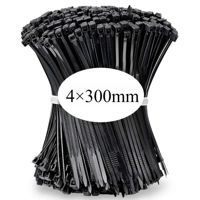100 PCS Self-locking Plastic Nylon Tie Black Fastening Strap Cable-Tie-Set Cable Zip Tie Fastening Ring Zip Wraps Strap Tie - Cozy & Co. Market