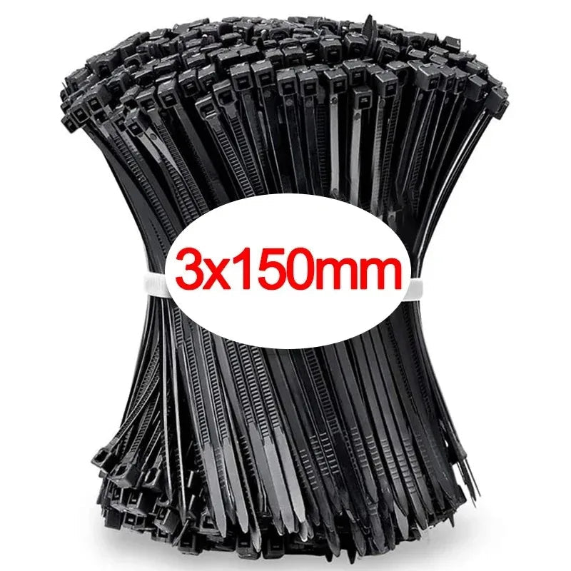 100 PCS Self-locking Plastic Nylon Tie Black Fastening Strap Cable-Tie-Set Cable Zip Tie Fastening Ring Zip Wraps Strap Tie - Cozy & Co. Market