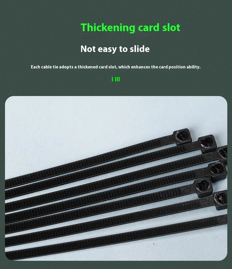100 PCS Self-locking Plastic Nylon Tie Black Fastening Strap Cable-Tie-Set Cable Zip Tie Fastening Ring Zip Wraps Strap Tie - Cozy & Co. Market