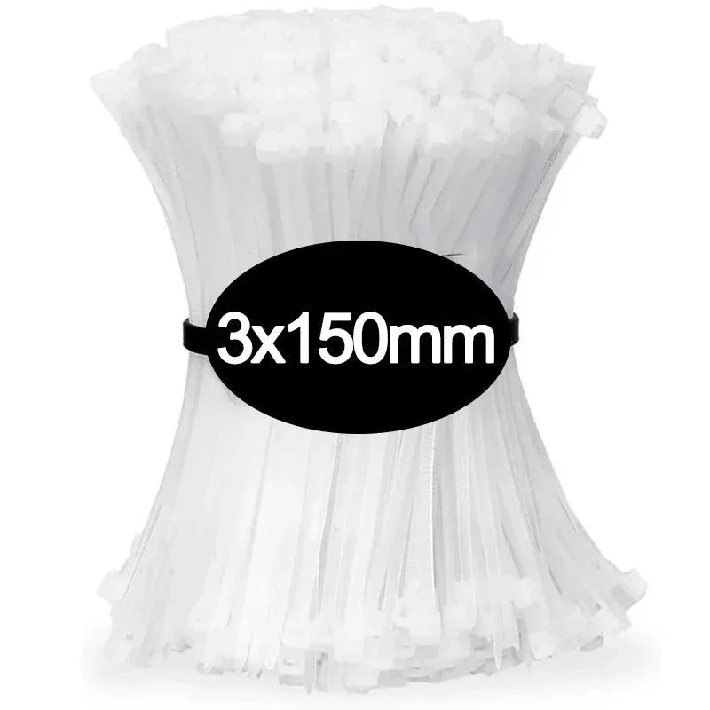 100 PCS Self-locking Plastic Nylon Tie Black Fastening Strap Cable-Tie-Set Cable Zip Tie Fastening Ring Zip Wraps Strap Tie - Cozy & Co. Market