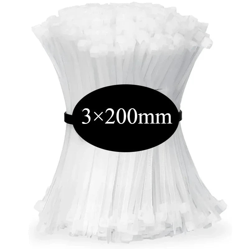100 PCS Self-locking Plastic Nylon Tie Black Fastening Strap Cable-Tie-Set Cable Zip Tie Fastening Ring Zip Wraps Strap Tie - Cozy & Co. Market