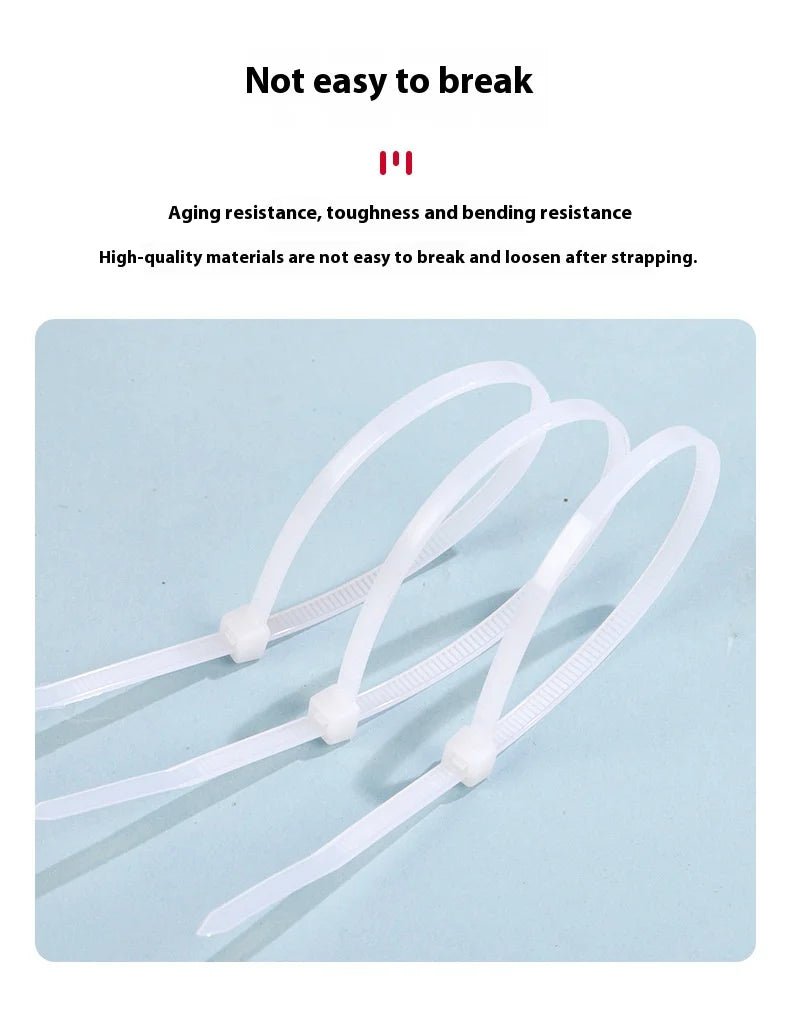 100 PCS Self-locking Plastic Nylon Tie Black Fastening Strap Cable-Tie-Set Cable Zip Tie Fastening Ring Zip Wraps Strap Tie - Cozy & Co. Market