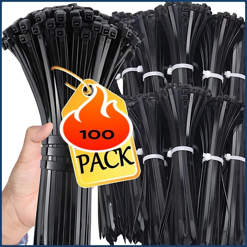 100 PCS Self-locking Plastic Nylon Tie Black Fastening Strap Cable-Tie-Set Cable Zip Tie Fastening Ring Zip Wraps Strap Tie - Cozy & Co. Market