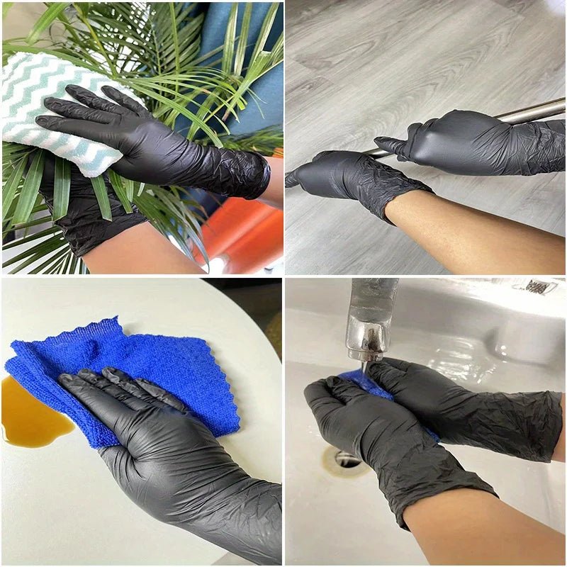 100/50/20PCS Black Nitrile Gloves Thickened Disposable Gloves for Cleaning Hairdressing Waterproof Dishwashing Tattoo Gloves - Cozy & Co. Market