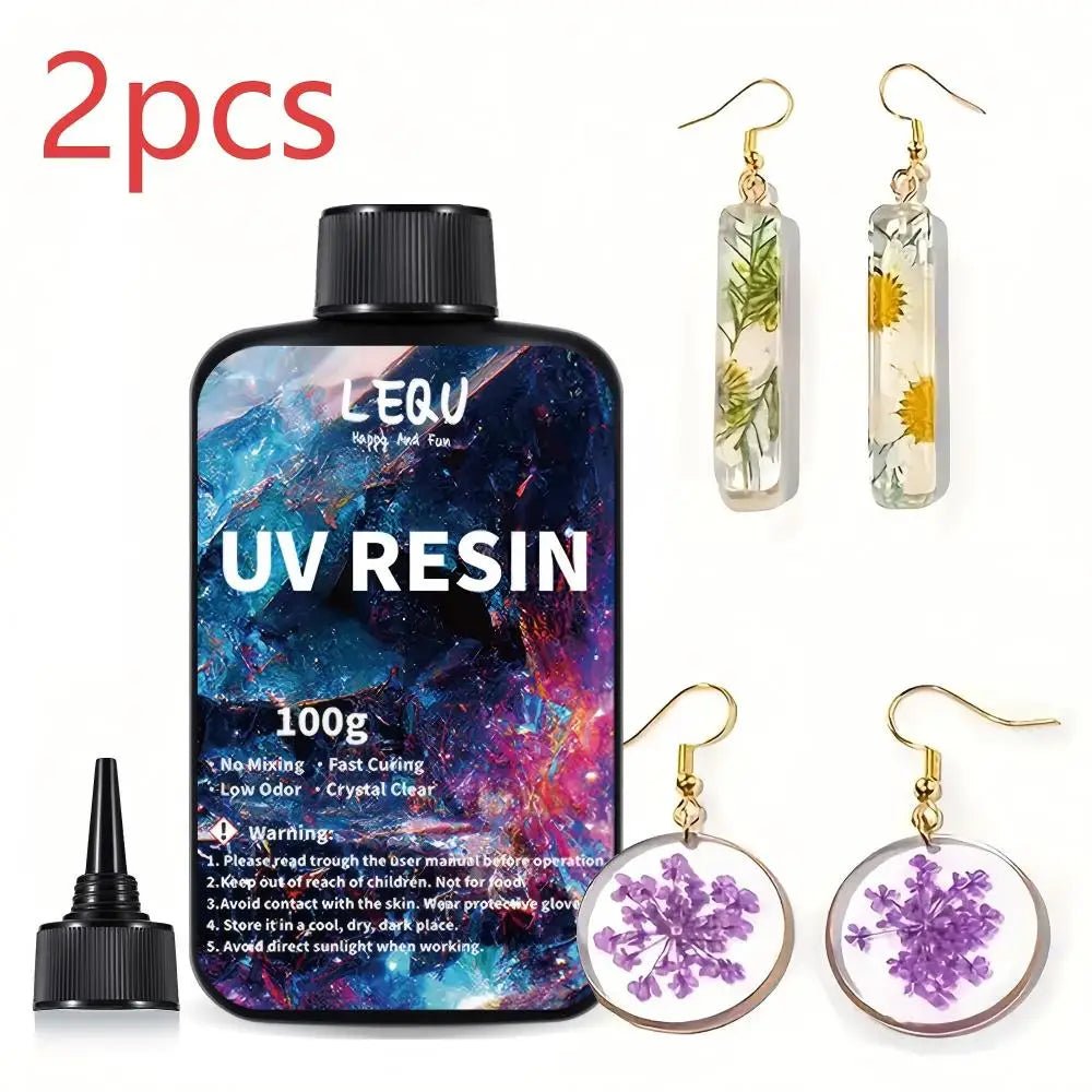 100g UV Resin Clear,Hard,Upgraded Crystal Clear Epoxy Resin Up Premixed UV Cure Resin for Craft Jewelry Making - Cozy & Co. Market