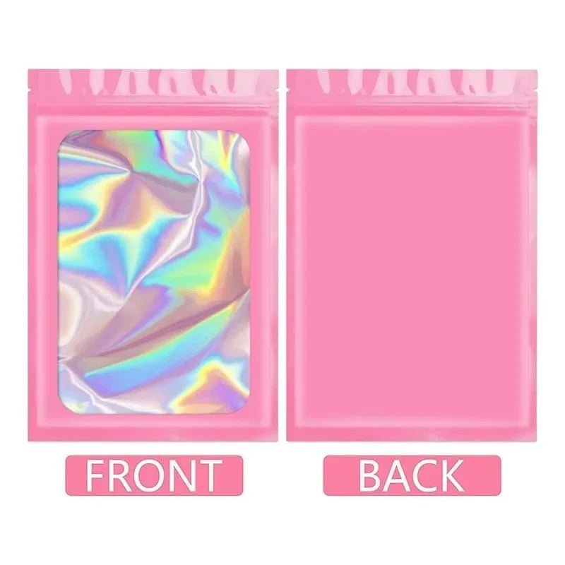 100Pcs Holographic Ziplock Bags Plastic Laser Iridescent Zip Bags for Manicure Eyelash Display Earrings Ring Jewelry Storage Bag - Cozy & Co. Market