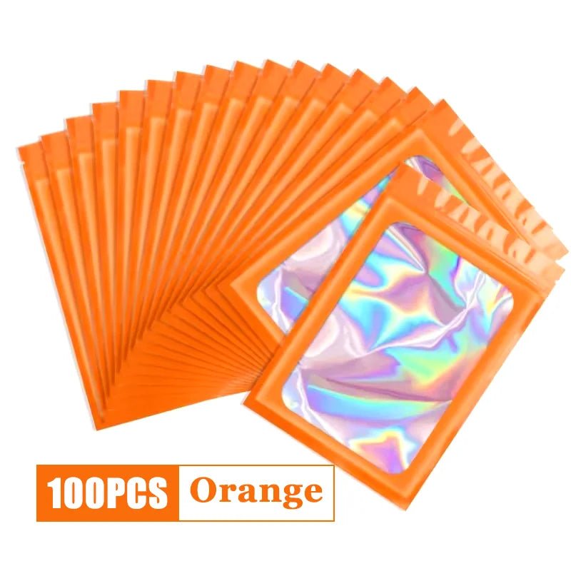 100Pcs Holographic Ziplock Bags Plastic Laser Iridescent Zip Bags for Manicure Eyelash Display Earrings Ring Jewelry Storage Bag - Cozy & Co. Market