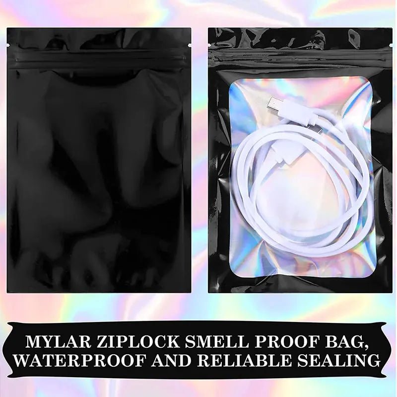 100Pcs Holographic Ziplock Bags Plastic Laser Iridescent Zip Bags for Manicure Eyelash Display Earrings Ring Jewelry Storage Bag - Cozy & Co. Market