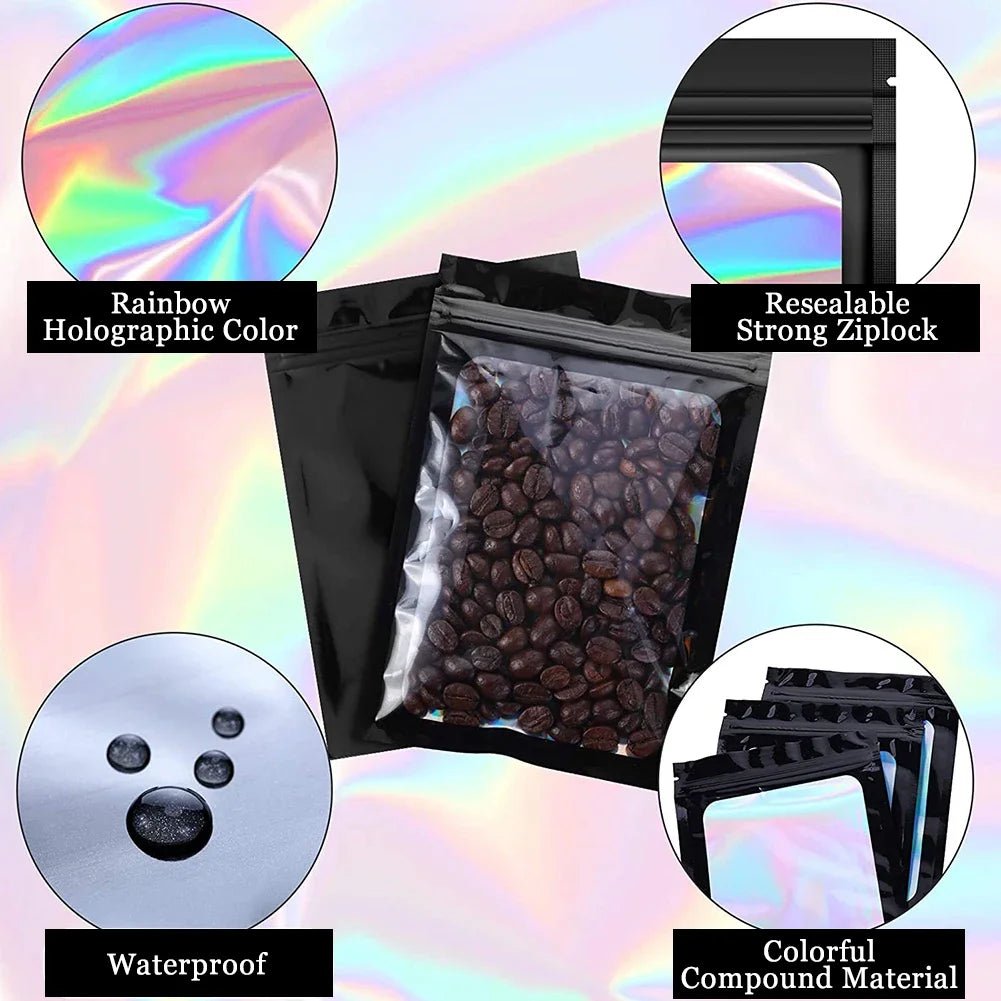 100Pcs Holographic Ziplock Bags Plastic Laser Iridescent Zip Bags for Manicure Eyelash Display Earrings Ring Jewelry Storage Bag - Cozy & Co. Market