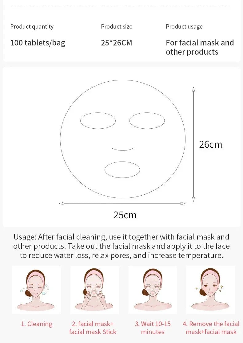100Ps Disposable Face Plastic Paper Transparent PE Masks Film Full Cleaner Mask Neck Stickers Wrap Facial Beauty Healthy Tool - Cozy & Co. Market