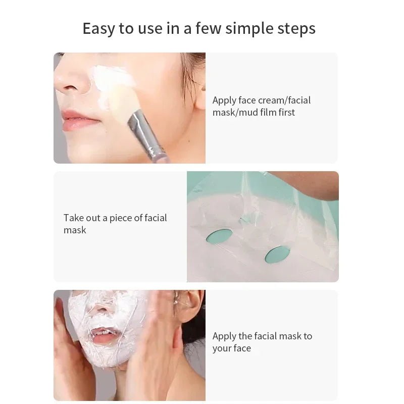 100Ps Disposable Face Plastic Paper Transparent PE Masks Film Full Cleaner Mask Neck Stickers Wrap Facial Beauty Healthy Tool - Cozy & Co. Market
