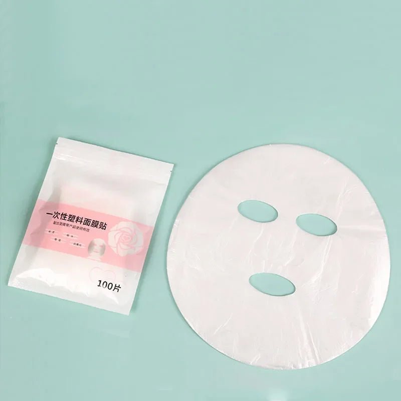 100Ps Disposable Face Plastic Paper Transparent PE Masks Film Full Cleaner Mask Neck Stickers Wrap Facial Beauty Healthy Tool - Cozy & Co. Market