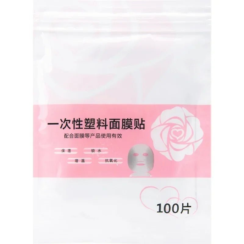 100Ps Disposable Face Plastic Paper Transparent PE Masks Film Full Cleaner Mask Neck Stickers Wrap Facial Beauty Healthy Tool - Cozy & Co. Market