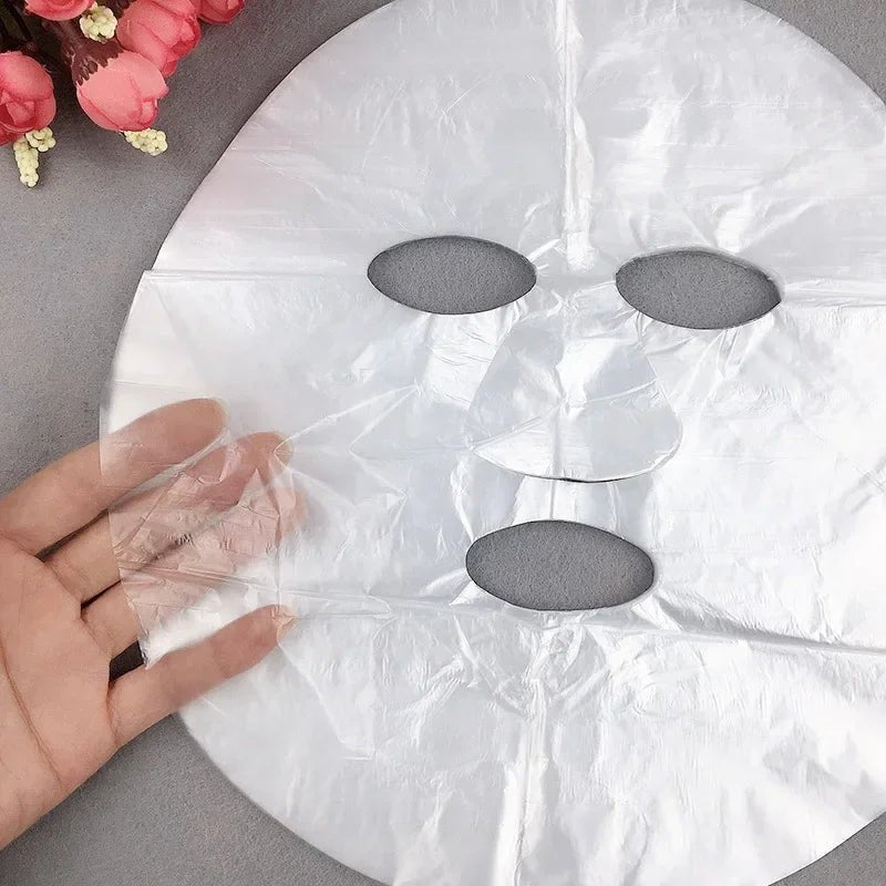 100Ps Disposable Face Plastic Paper Transparent PE Masks Film Full Cleaner Mask Neck Stickers Wrap Facial Beauty Healthy Tool - Cozy & Co. Market