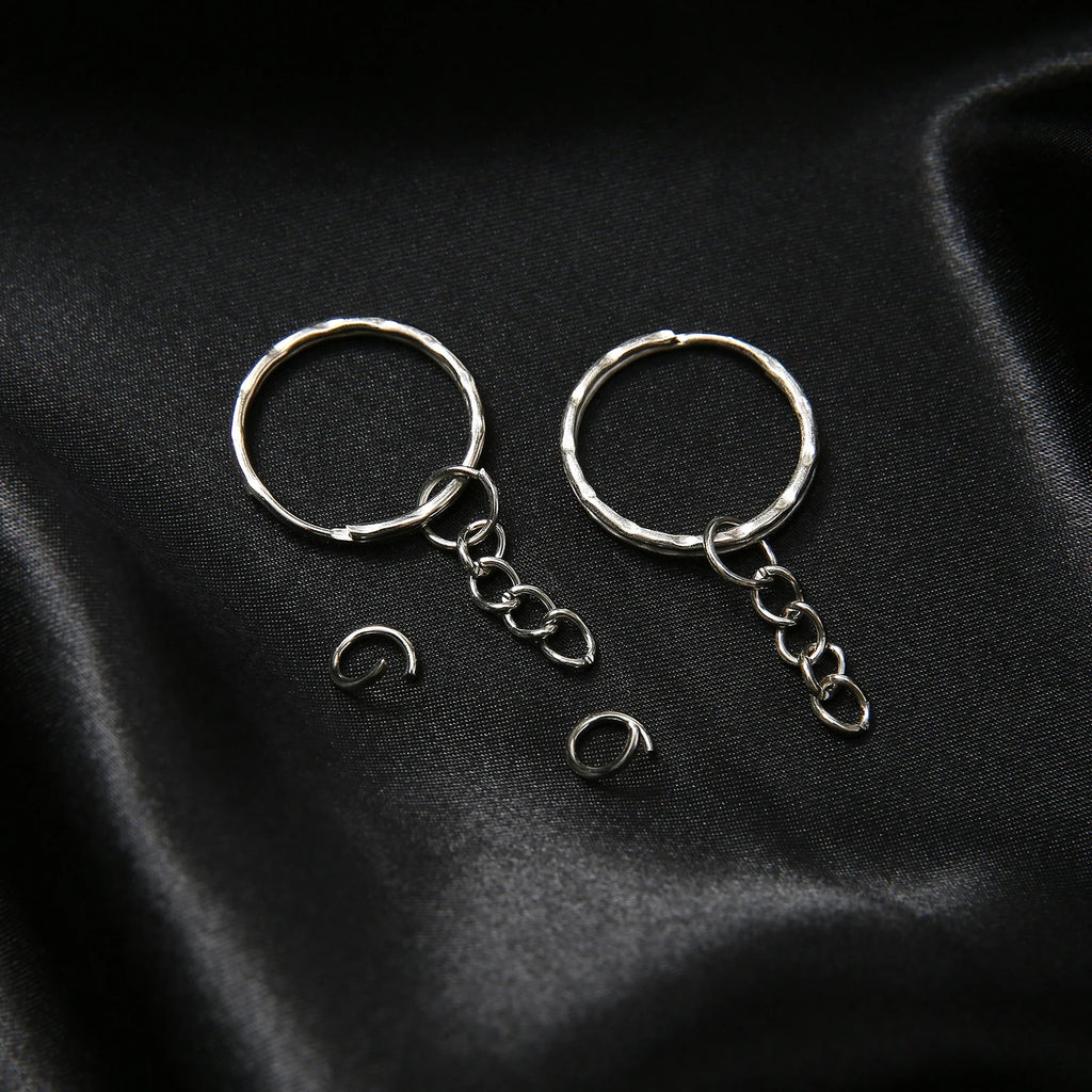 10/50/100/200 pcs Silver Metal Split Key Ring with Chain Jump Rings for DIY Findings Making Keychain Accessories - Cozy & Co. Market