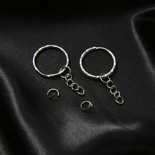 10/50/100/200 pcs Silver Metal Split Key Ring with Chain Jump Rings for DIY Findings Making Keychain Accessories - Cozy & Co. Market