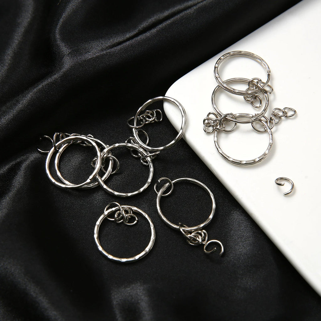 10/50/100/200 pcs Silver Metal Split Key Ring with Chain Jump Rings for DIY Findings Making Keychain Accessories - Cozy & Co. Market