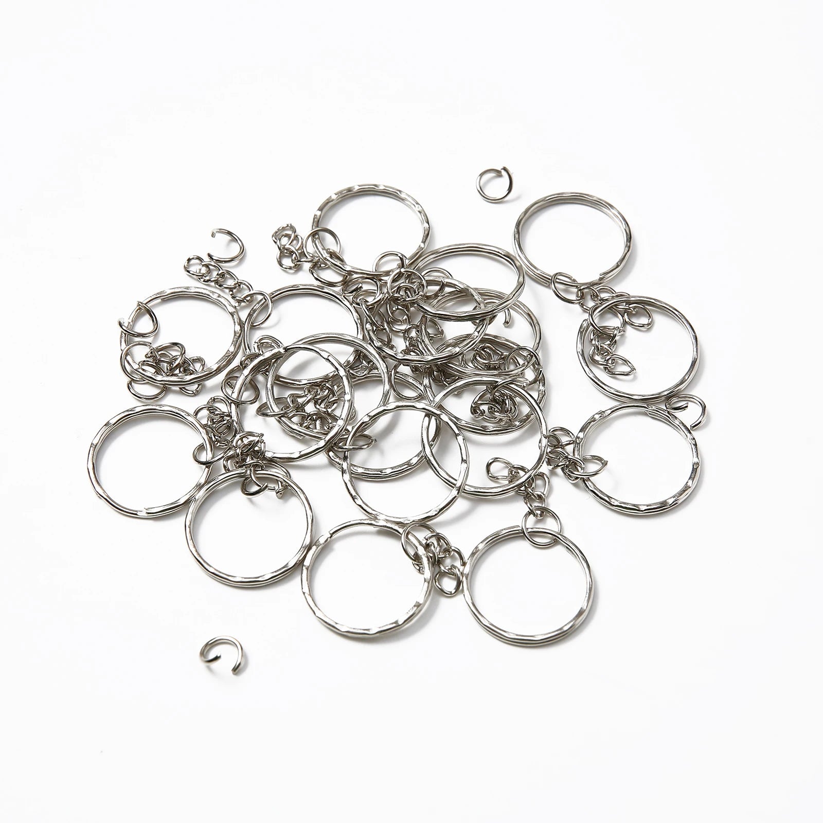 10/50/100/200 pcs Silver Metal Split Key Ring with Chain Jump Rings for DIY Findings Making Keychain Accessories - Cozy & Co. Market
