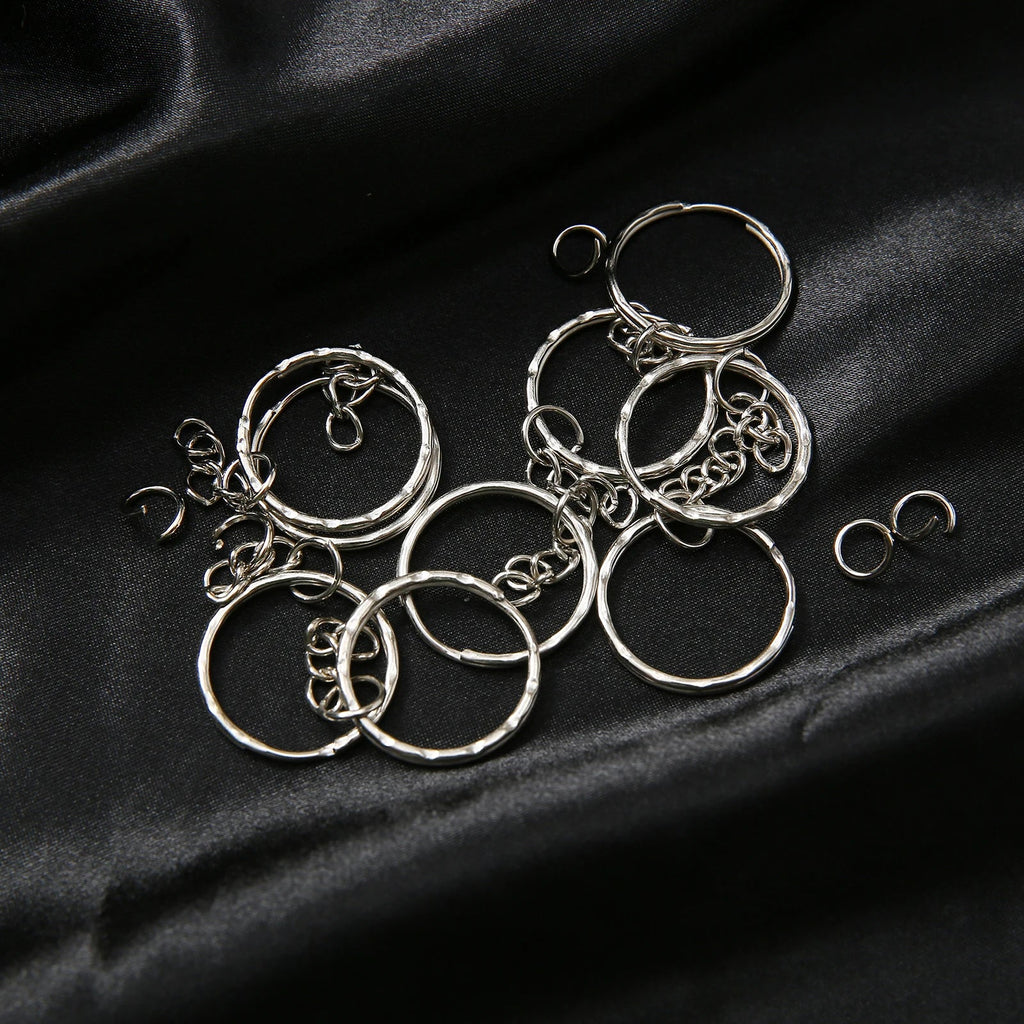 10/50/100/200 pcs Silver Metal Split Key Ring with Chain Jump Rings for DIY Findings Making Keychain Accessories - Cozy & Co. Market