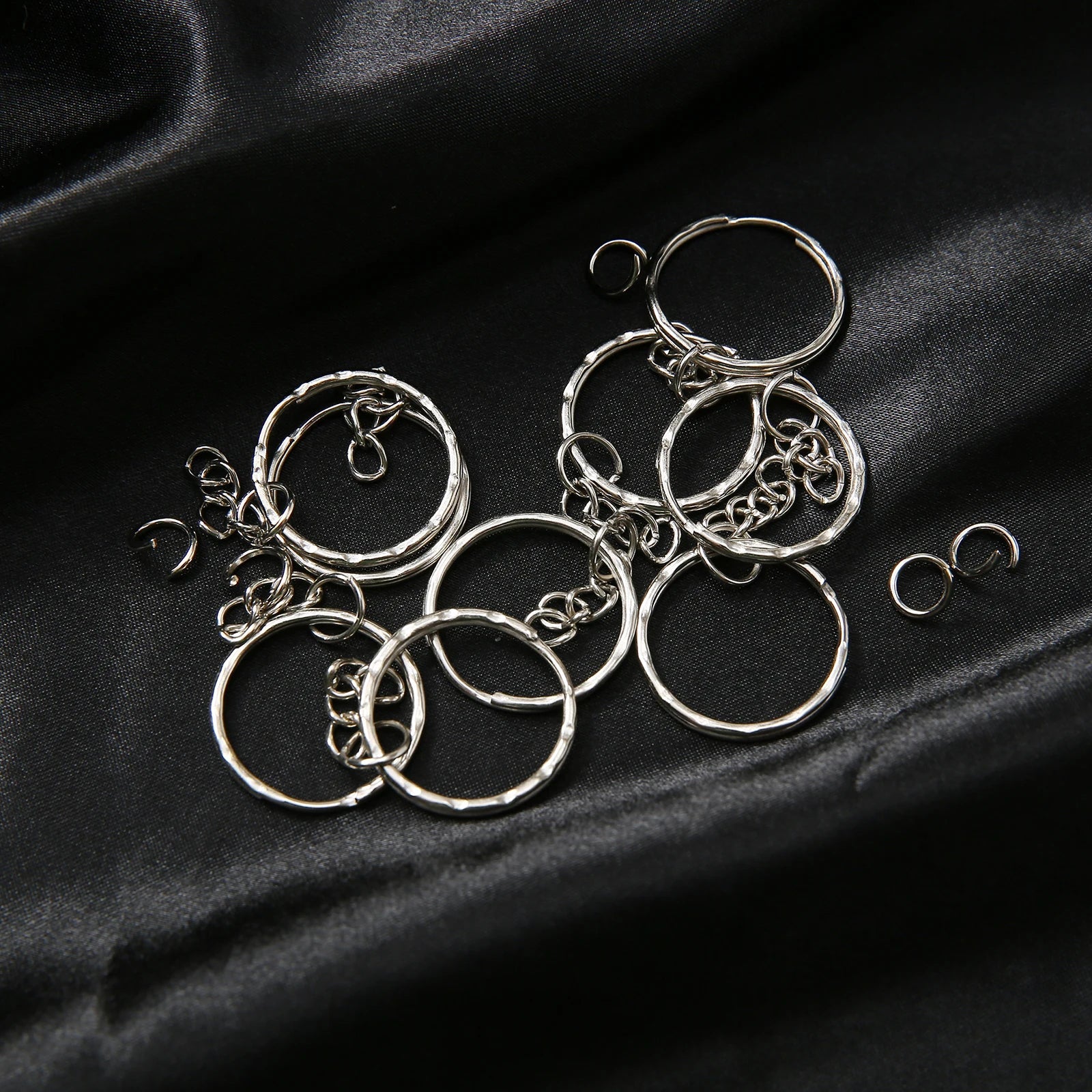 10/50/100/200 pcs Silver Metal Split Key Ring with Chain Jump Rings for DIY Findings Making Keychain Accessories - Cozy & Co. Market