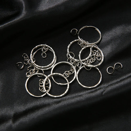 10/50/100/200 pcs Silver Metal Split Key Ring with Chain Jump Rings for DIY Findings Making Keychain Accessories - Cozy & Co. Market