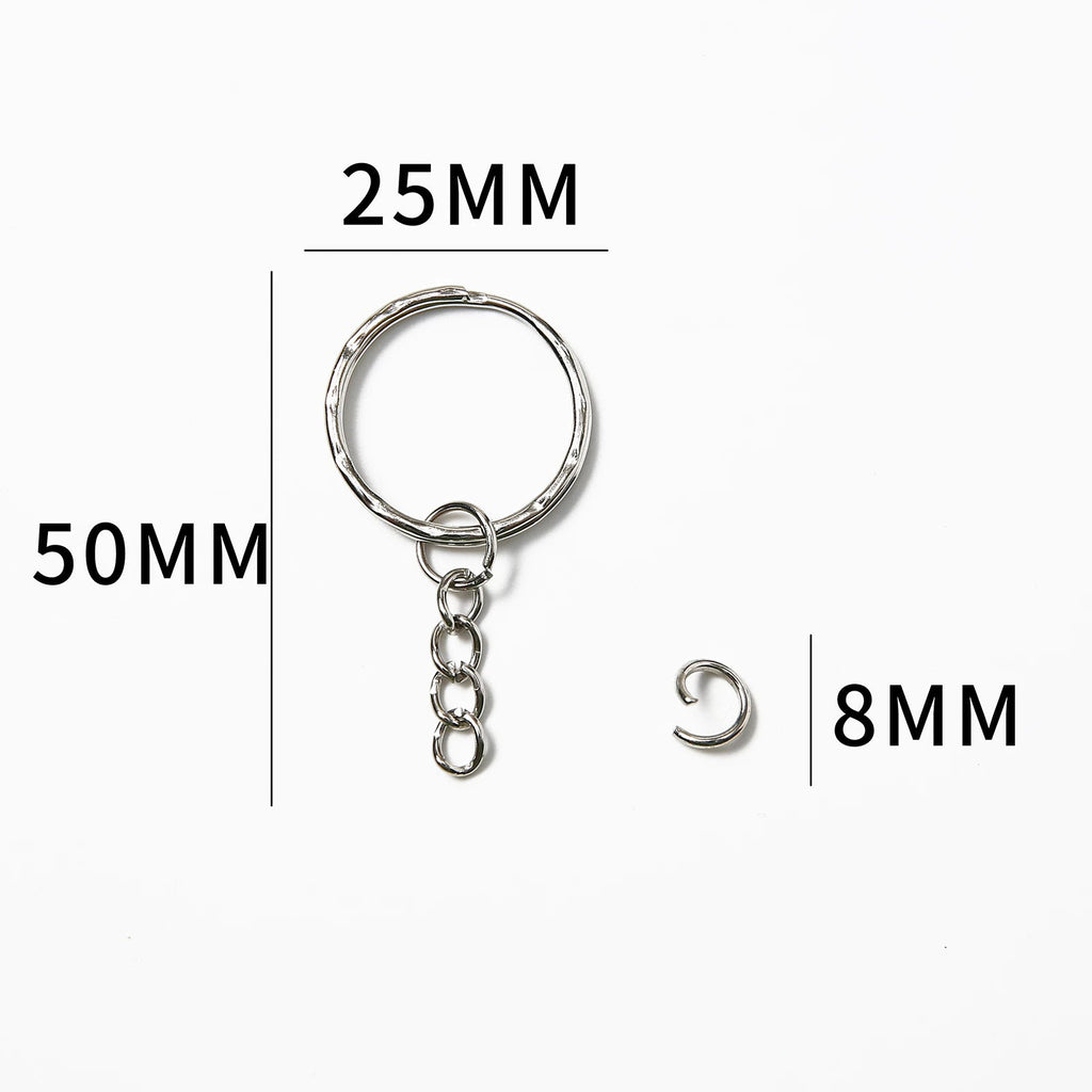 10/50/100/200 pcs Silver Metal Split Key Ring with Chain Jump Rings for DIY Findings Making Keychain Accessories - Cozy & Co. Market