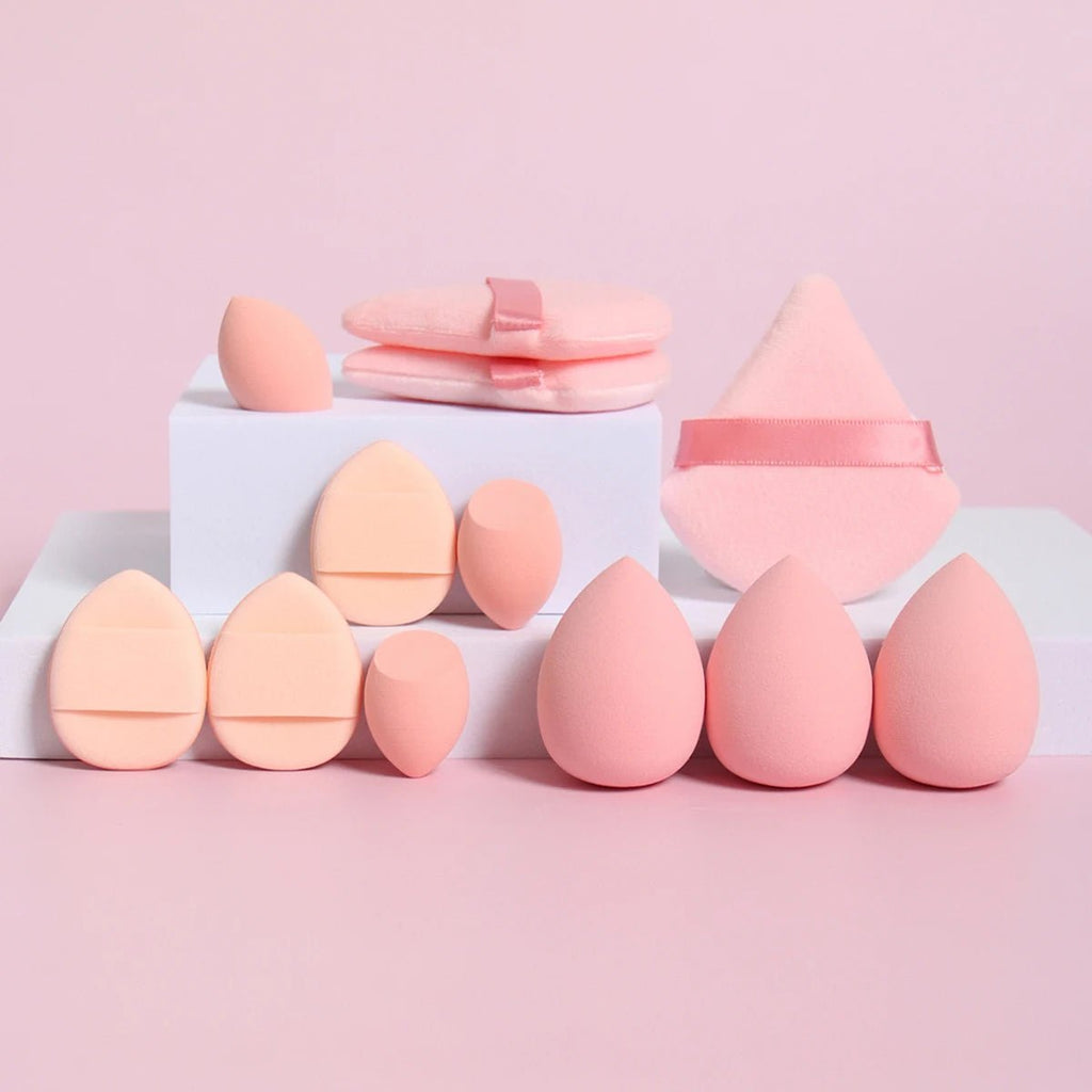 12-Piece All-Purpose Makeup Sponge Set, Made of 3 Loose Powder Puffs, 3 Mini Air Cushion Puffs, 3 Beauty Eggs and 3 Mini Beauty - Cozy & Co. Market