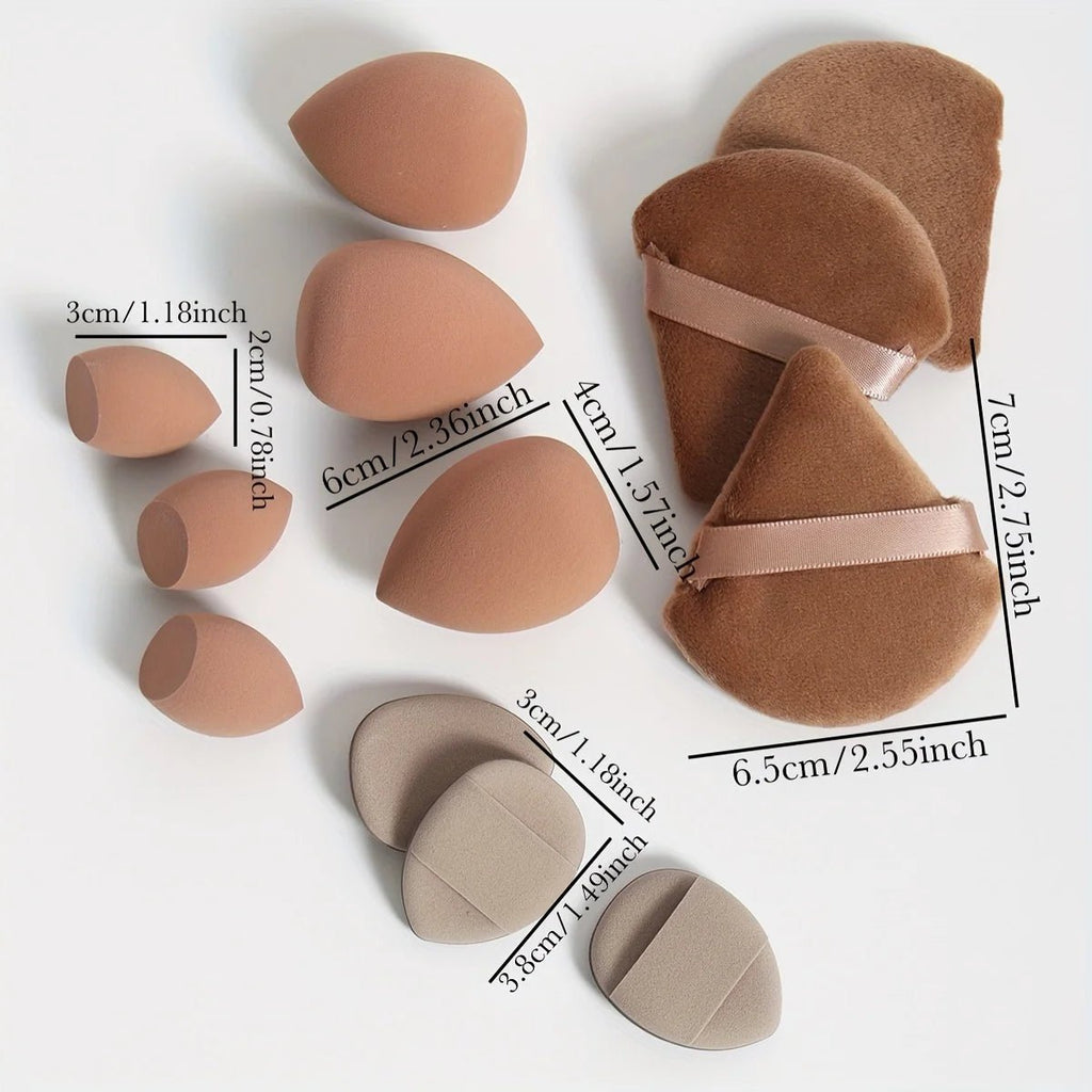 12-Piece All-Purpose Makeup Sponge Set, Made of 3 Loose Powder Puffs, 3 Mini Air Cushion Puffs, 3 Beauty Eggs and 3 Mini Beauty - Cozy & Co. Market