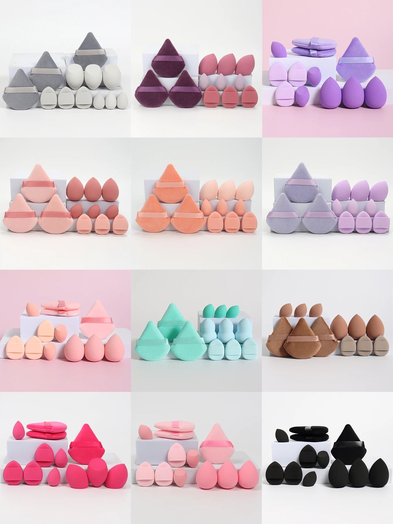 12-Piece All-Purpose Makeup Sponge Set, Made of 3 Loose Powder Puffs, 3 Mini Air Cushion Puffs, 3 Beauty Eggs and 3 Mini Beauty - Cozy & Co. Market