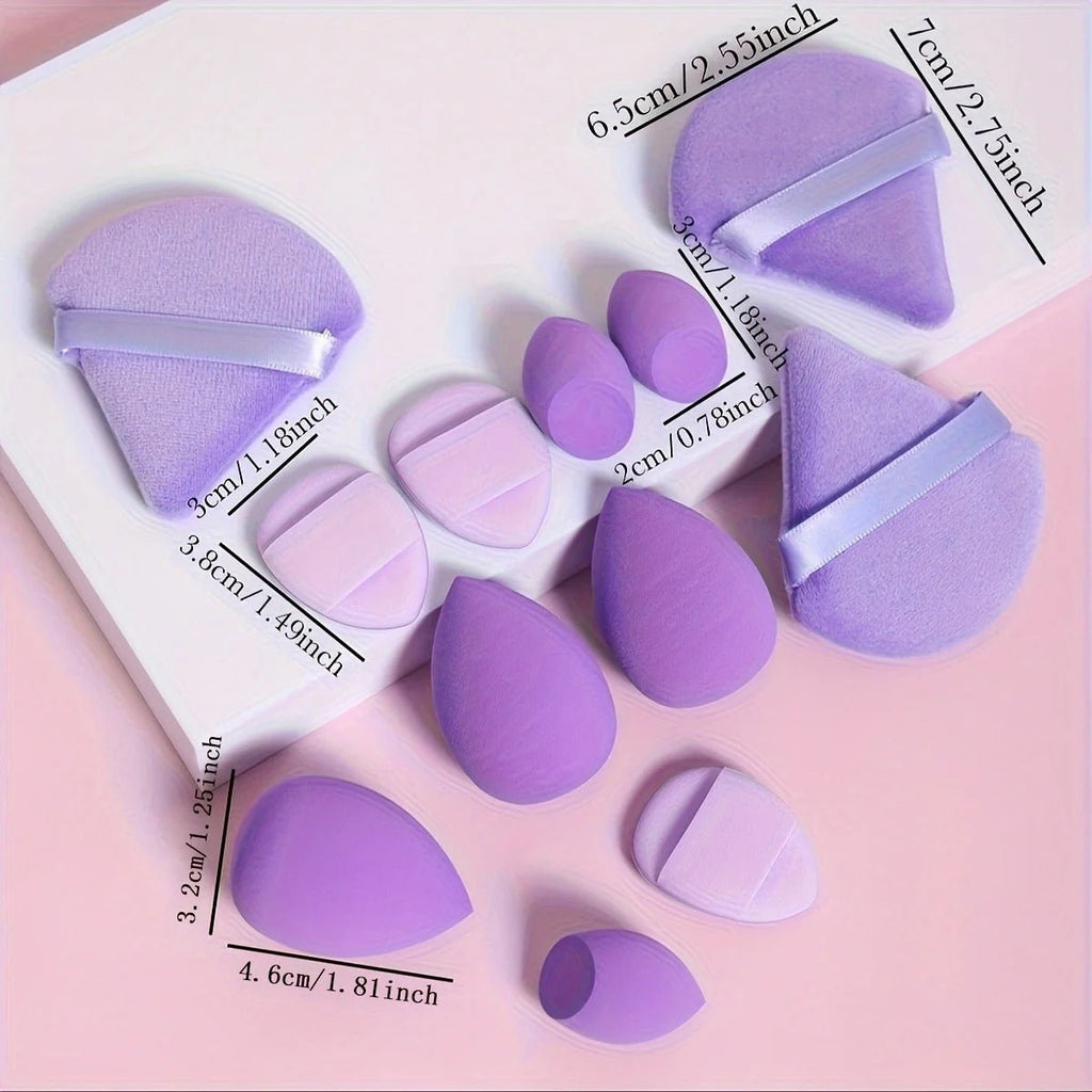 12-Piece All-Purpose Makeup Sponge Set, Made of 3 Loose Powder Puffs, 3 Mini Air Cushion Puffs, 3 Beauty Eggs and 3 Mini Beauty - Cozy & Co. Market