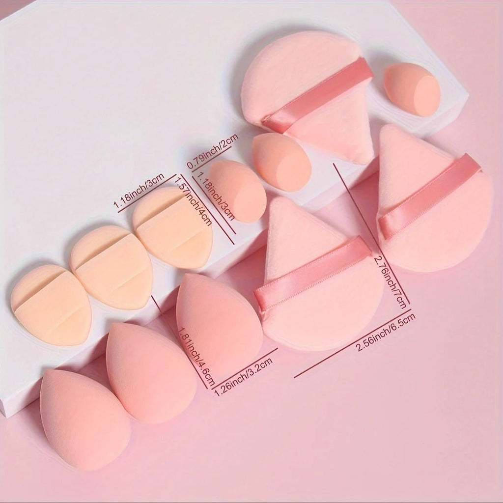12-Piece All-Purpose Makeup Sponge Set, Made of 3 Loose Powder Puffs, 3 Mini Air Cushion Puffs, 3 Beauty Eggs and 3 Mini Beauty - Cozy & Co. Market