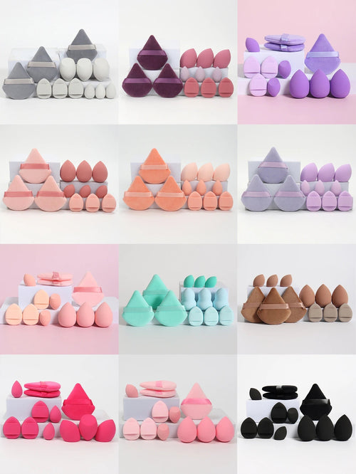 12-Piece All-Purpose Makeup Sponge Set, Made of 3 Loose Powder Puffs, 3 Mini Air Cushion Puffs, 3 Beauty Eggs and 3 Mini Beauty - Cozy & Co. Market