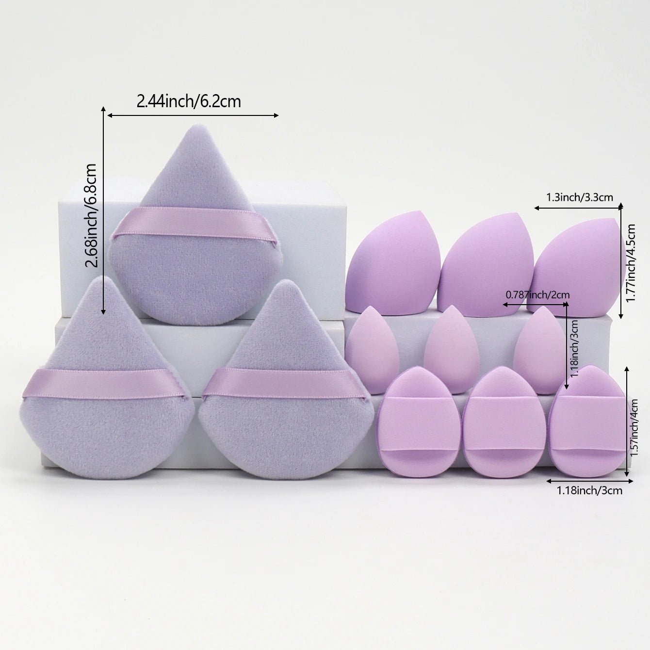 12-Piece All-Purpose Makeup Sponge Set, Made of 3 Loose Powder Puffs, 3 Mini Air Cushion Puffs, 3 Beauty Eggs and 3 Mini Beauty - Cozy & Co. Market
