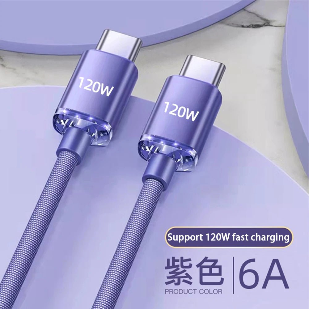 120W USB Type C Cable Type C to Type C Fast Charging Cord USB C Quick Charge Phone Cables For Samsung Xiaomi Huawei Realme - Cozy & Co. Market