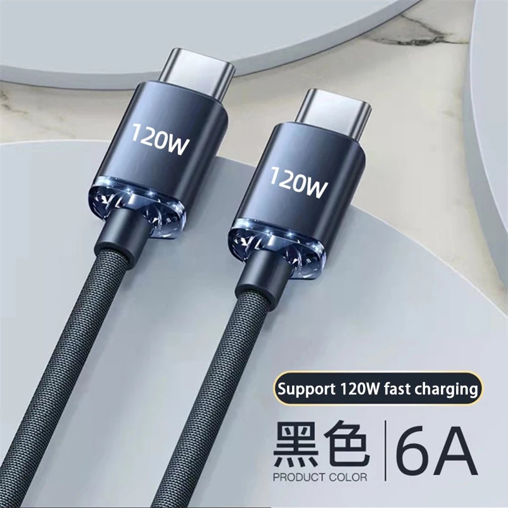120W USB Type C Cable Type C to Type C Fast Charging Cord USB C Quick Charge Phone Cables For Samsung Xiaomi Huawei Realme - Cozy & Co. Market