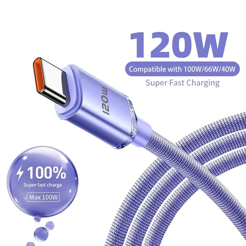 120W USB Type C Cable Type C to Type C Fast Charging Cord USB C Quick Charge Phone Cables For Samsung Xiaomi Huawei Realme - Cozy & Co. Market